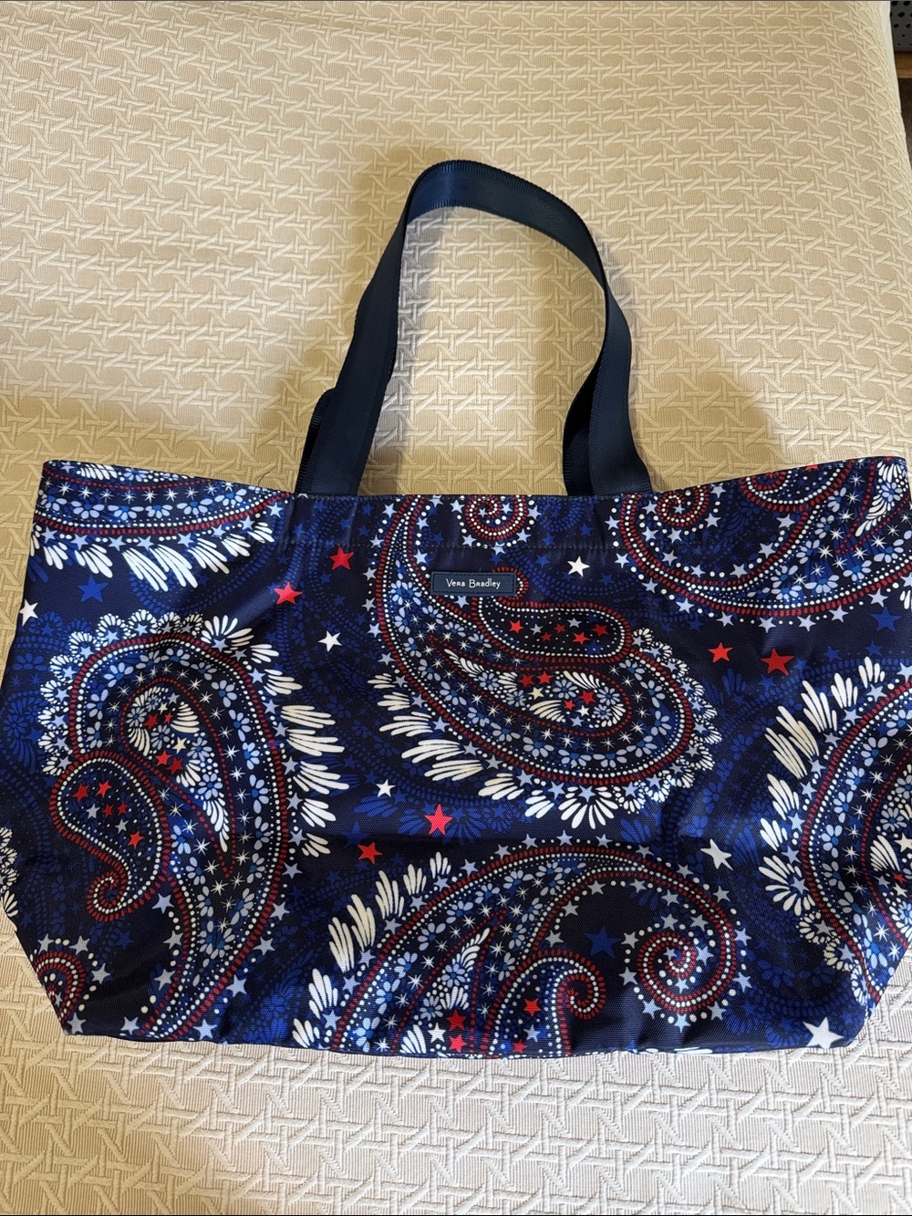 Vera Bradley Drawstring Family Tote with Fireworks Paisley Print - Retired